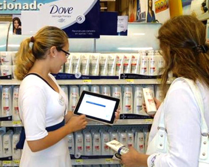 Bullet vai de iPad para ativar Dove no ponto de venda