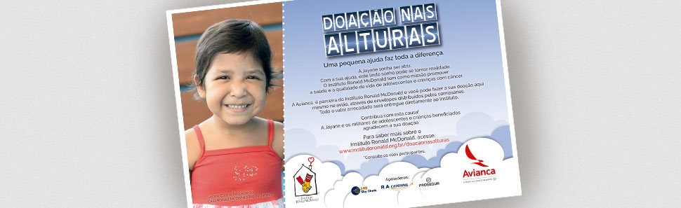 Avianca Brasil e Instituto Ronald McDonald ampliam campanha “Doação nas Alturas”