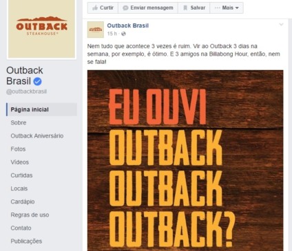 Santa Clara e Outback Brasil entram na onda do nome triplicado do Facebook