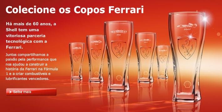 Copos Ferrari de brinde na ação promocional da Shell