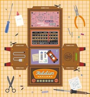 Selos que viram paper toy estampam rádios antigos