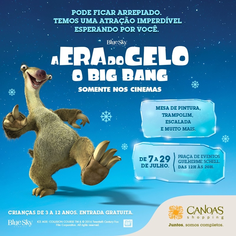 A Era do Gelo chega ao Canoas Shopping