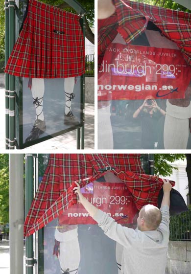 Companhia aérea distribui kilts e Big Ben nas ruas