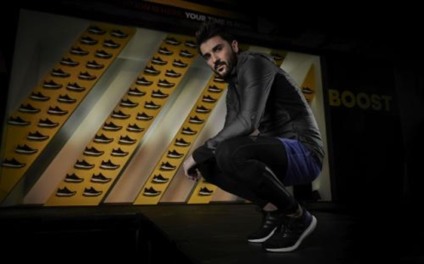 David Villa pictured at the launch of the new adidas Ultra BOOST running shoe in New York City