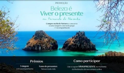 Natura ativa compra mobile oferecendo viagem para Fernando de Noronha