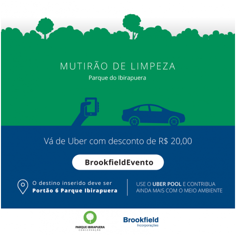 Brookfield dá desconto no Uber para quem for a mutirão de limpeza