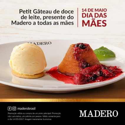 Dia das Mães do Madero tem Petit Gatêau de doce de leite