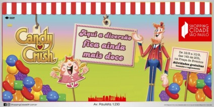 Shopping Cidade São Paulo recebe a arena "Candy Crush Experience"