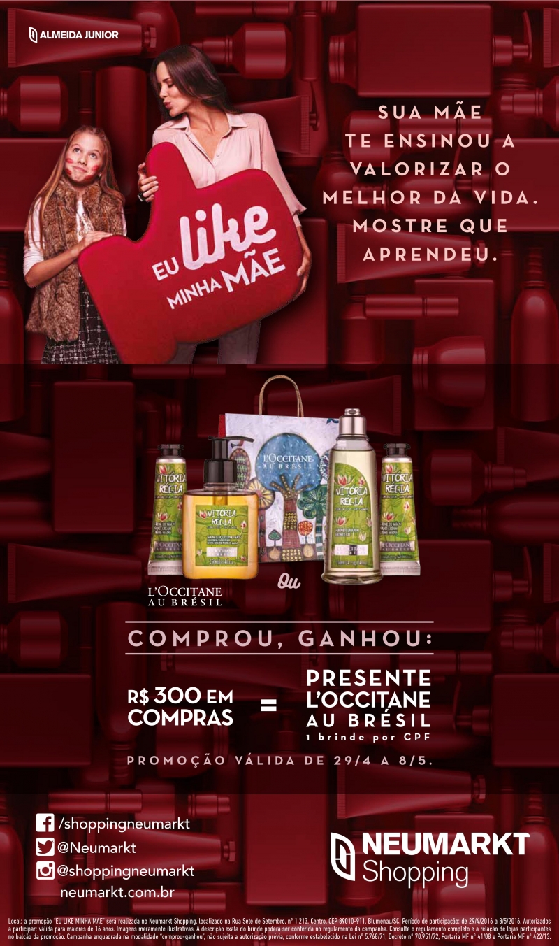 Campanha de Mães presenteia clientes com produtos L’Occitane no Neumarkt e Norte Shopping