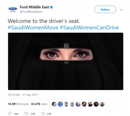 Ford viraliza no Twitter dando boas-vindas às mulheres Sauditas