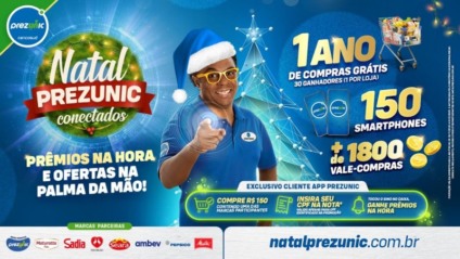 ‘Natal Prezunic Conectados’ vai sortear 1 ano de compras grátis