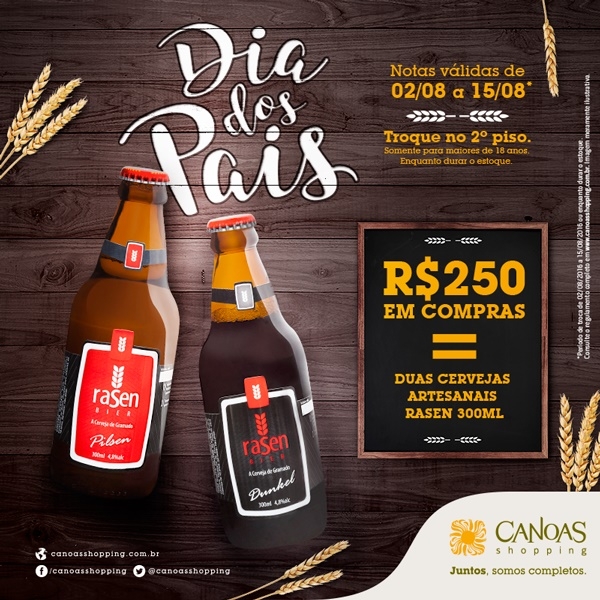 Clientes ganham cervejas artesanais no Dia dos Pais do Canoas Shopping