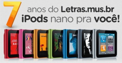 Promoção "Sete anos do Letras.mus.br" nas mídias sociais