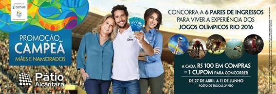 Pátio Alcântara sorteia seis pares de ingressos na ‘Promoção Campeã - Mães e Namorados’