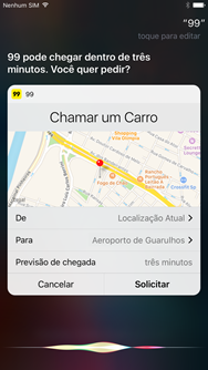 Usuários da 99 no iPhone poderão chamar carros com ajuda da Siri