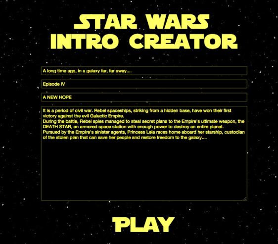 Site permite criar introdução de Star Wars