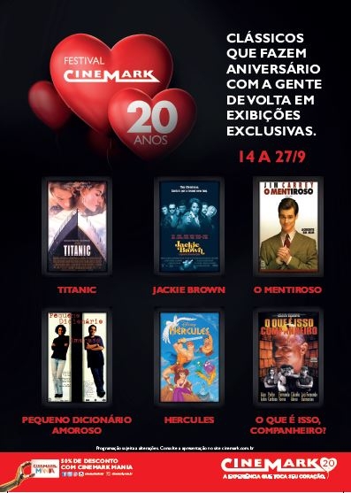 “Festival Cinemark 20 anos” em setembro no Carioca Shopping