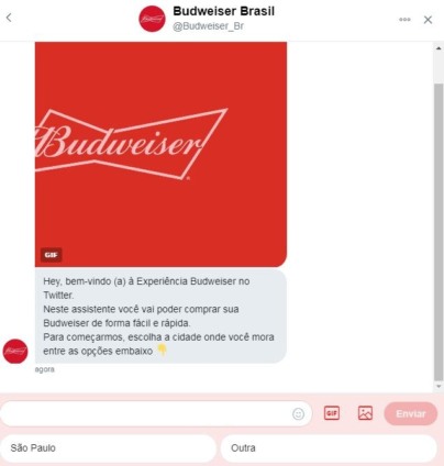 Budweiser poderá ser pedida pelo Twitter
