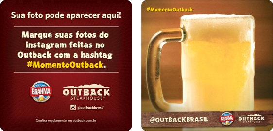 Clientes estampam bolacha de chope do Outback