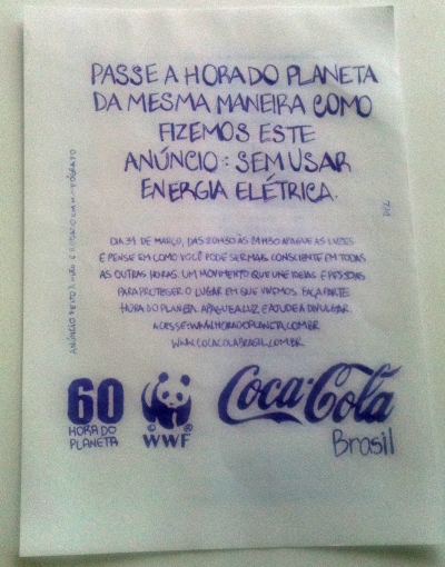 Coca-Cola apoia Hora do Planeta com anúncio especial