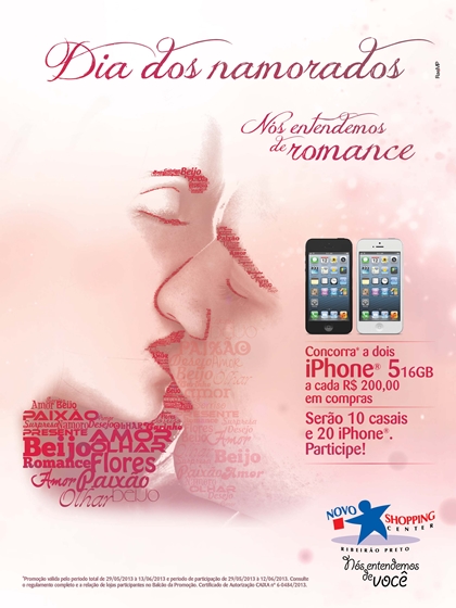 Novo Shopping sorteará iPhone aos namorados
