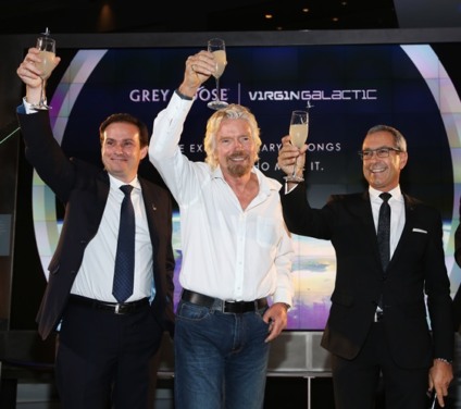 NEW YORK, NY – SEPTEMBER 22: GREY GOOSE and Virgin Galactic celebrate their new pioneering partnership and a shared belief to fly beyond with (L-R) BACARDI Global Category Director for Premium Spirits Ben Farlow, Sir Richard Branson and GREY GOOSE creator Maitre de Chai Francois Thibault on September 22, 2014 in New York City. (Photo […]