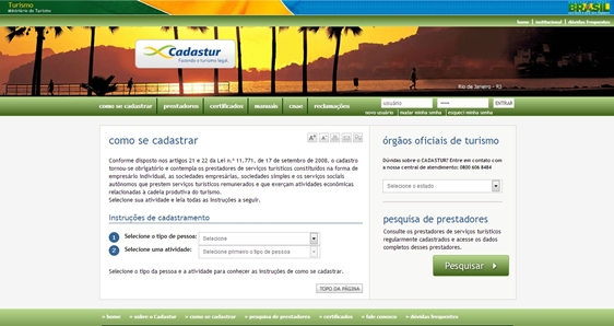 Cadastur tem incremento de empreendimentos em 2012