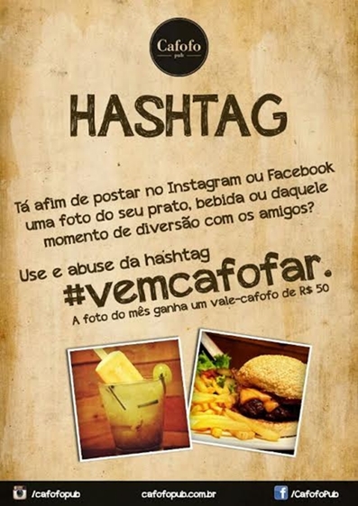 Foto no Instagram vale prêmio no Cafofo Pub 