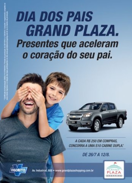 Grand Plaza sorteia carro no Dia dos Pais