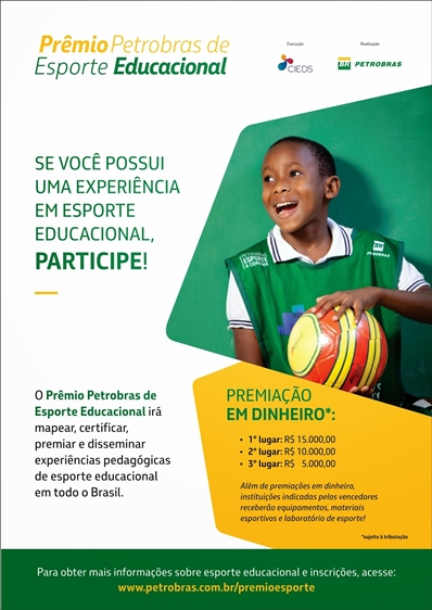Prêmio Esporte Educacional tem inscrições prorrogadas
