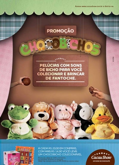 Chocobichos na ação promocional da Cacau Show