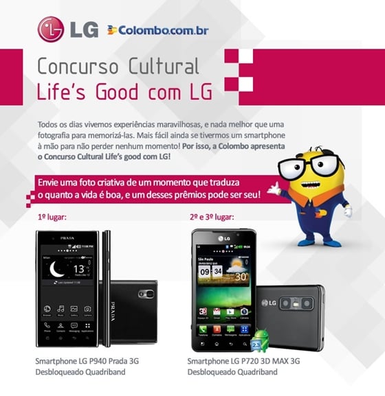 Life's Good é o mote da promo da Lojas Colombo e LG