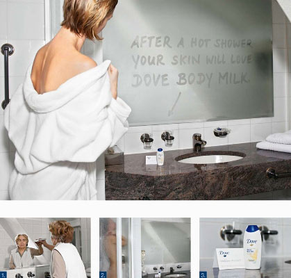 Dove usa espelho para promover produto