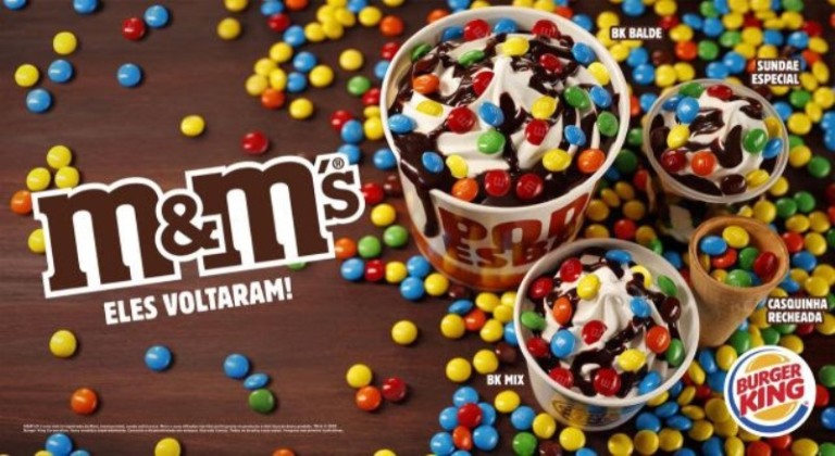 M&M's chega ao Burger King em quatro opções de sorvete