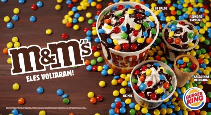 M&M's chega ao Burger King em quatro opções de sorvete