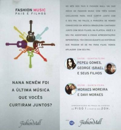 Shows musicais para os pais no Fashion Mall