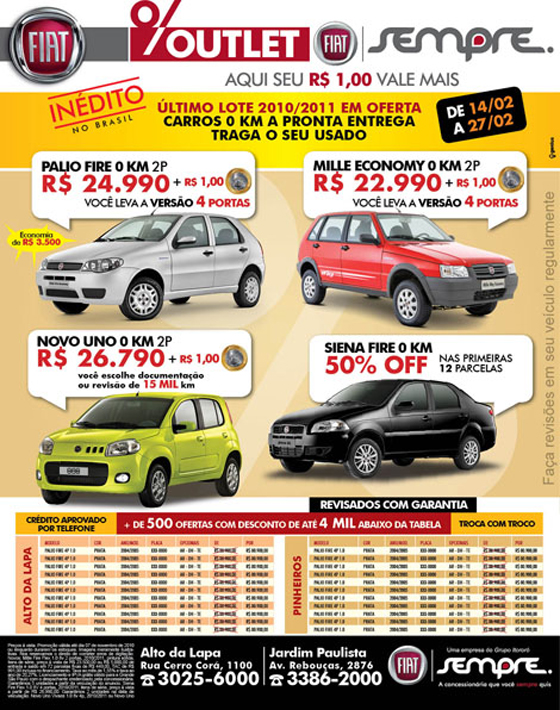 Genius360º com "Outlet Fiat Sempre" nos PDVs