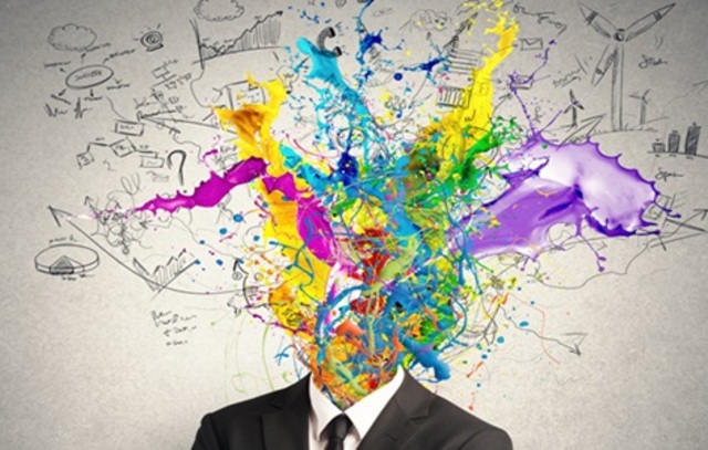 Concept of creative mind with colorful effect