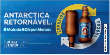 Cerveja Antarctica incentiva o uso da garrafa retornável