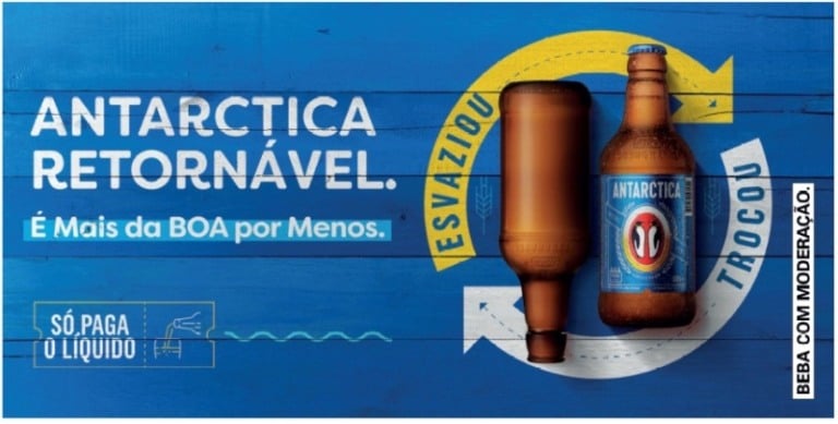 Cerveja Antarctica incentiva o uso da garrafa retornável