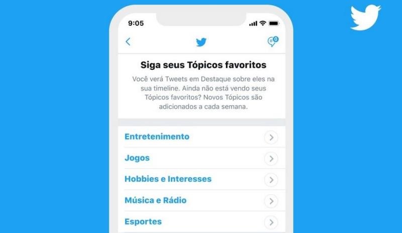 Twitter coloca em ação o seletor de Tópicos