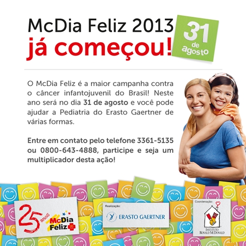 Hospital Erasto Gaertner participa do McDia Feliz Hospital Erasto Gaertner participa do McDia Feliz