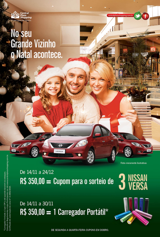 Central Plaza sorteia três Nissan Versa zero KM