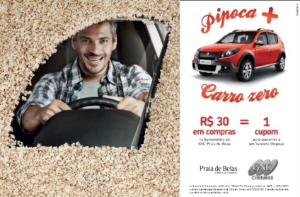 Promo do GNC Cinemas com pipoca e carro zero