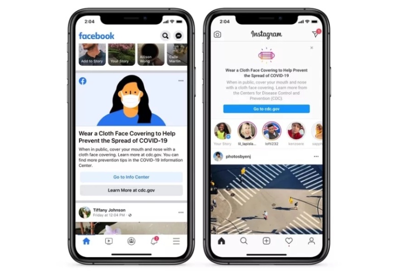 Facebook e Instagram vão lembrar as pessoas de usar máscaras