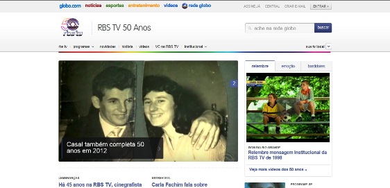 RBS TV tem site especial para celebrar seus 50 anos