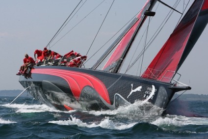 -NEWPORT-June 20, 2008: The Ken Read skippered “il mostro” (cq) sponsored by Puma and built by Goetz Custom Boats, Bristol, heads toward Bermuda after the start of the Newport to Bermuda Race. The Providence Journal/Frieda Squires