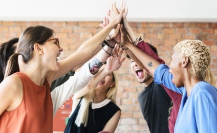 Teamwork Power Successful Meeting Workplace Concept
