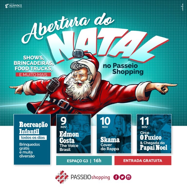 Três dias de festa no Passeio Shopping para Chegada de Papai Noel