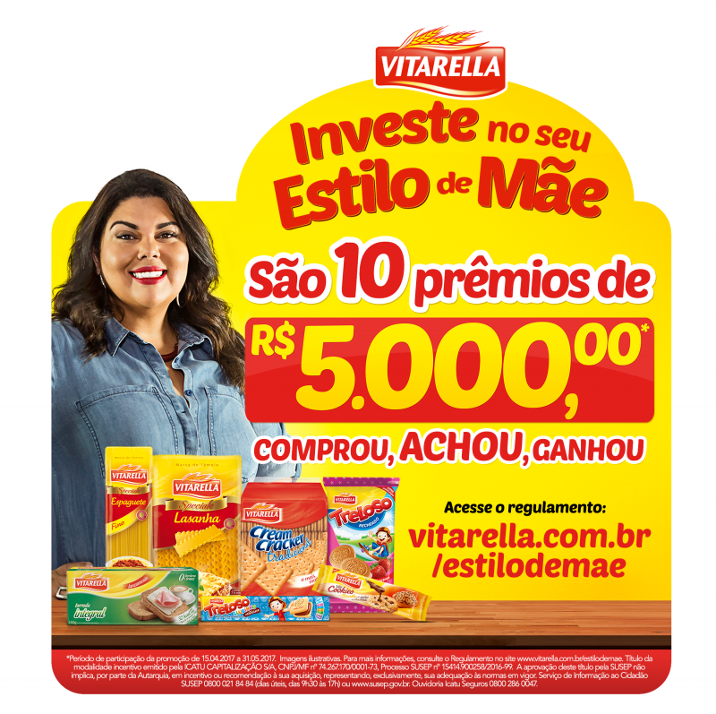 Promoção do Dia das Mães da Vitarella distribui dez prêmios de R$ 5.000